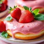 Savourez des donuts moelleux à la fraise et basilic, alliant douceur fruitée et parfum délicat pour une pause gourmande originale et raffinée.
