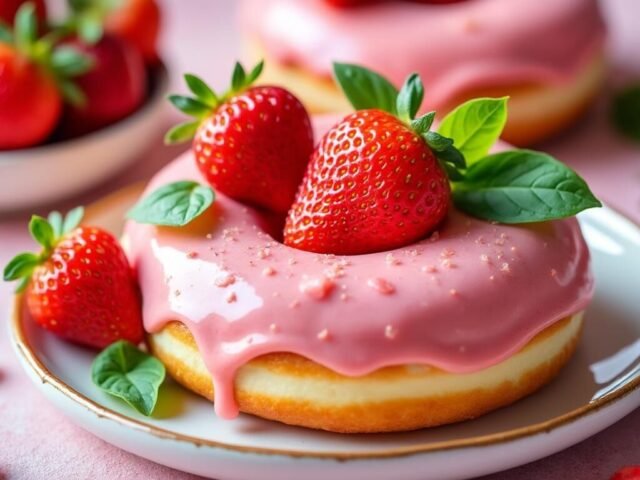 Donuts moelleux à la fraise et basilic
