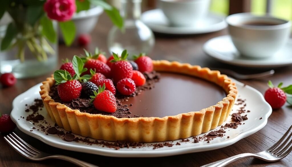 Découvrez la recette incontournable de la meilleure tarte choco au lait, facile à réaliser et parfaite pour impressionner et régaler vos invités lors de toutes vos occasions gourmandes.