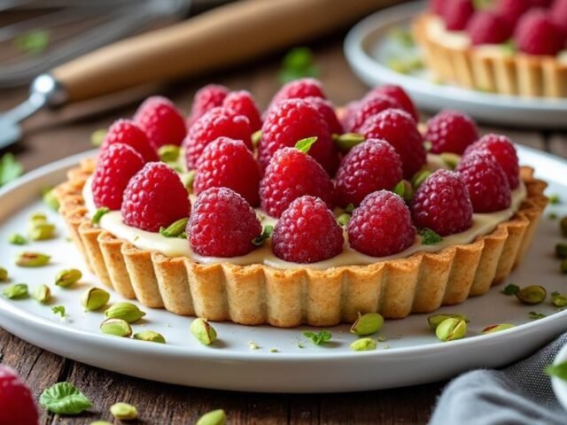 Tarte délice framboise et pistache : la recette facile