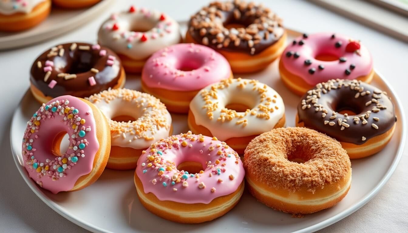 Ne manquez pas notre bon plan gourmand : pour l'achat de 9 donuts, recevez 2 donuts offerts ! Profitez d'une pause sucrée et partagez ces délicieux donuts avec vos proches. Offre à durée limitée, faites vite !