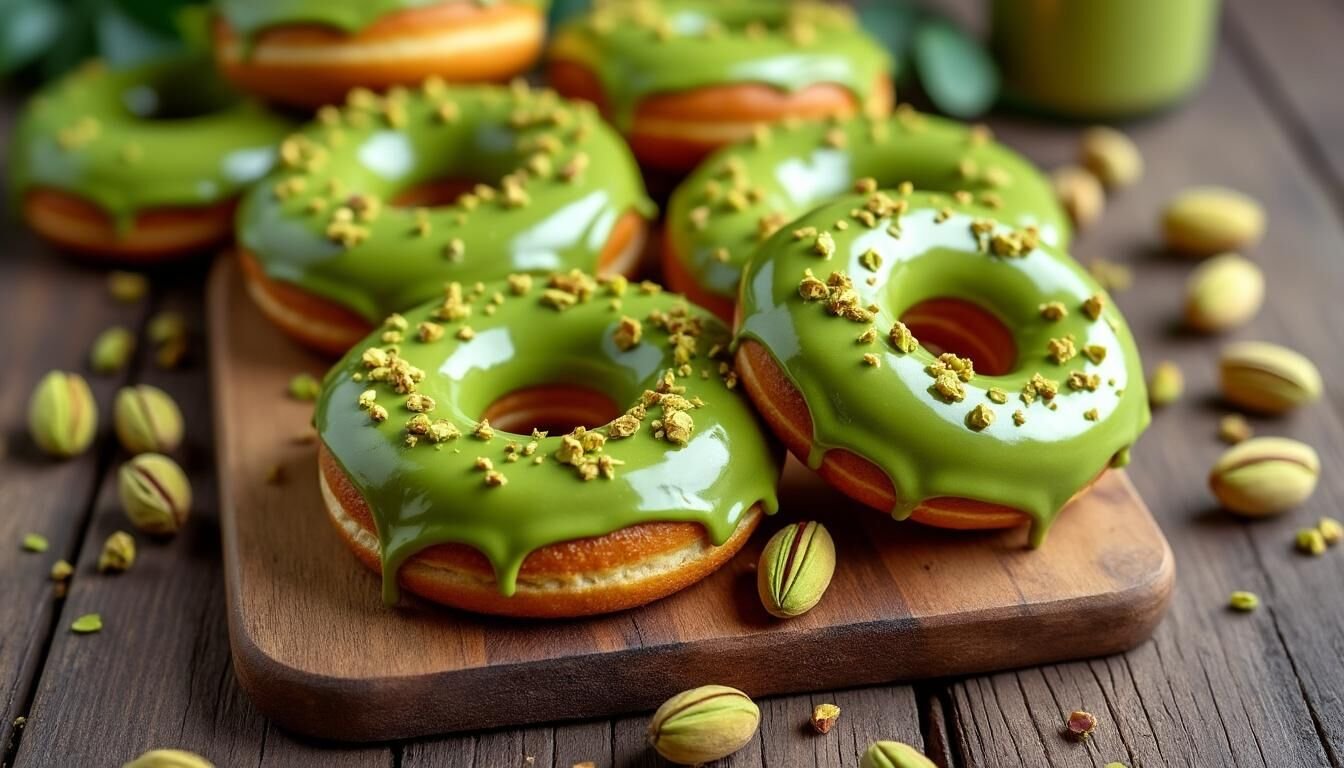 Découvrez notre recette facile de donuts maison à la pistache. Des beignets moelleux, gourmands et parfumés, parfaits pour un goûter original ou à partager en famille !