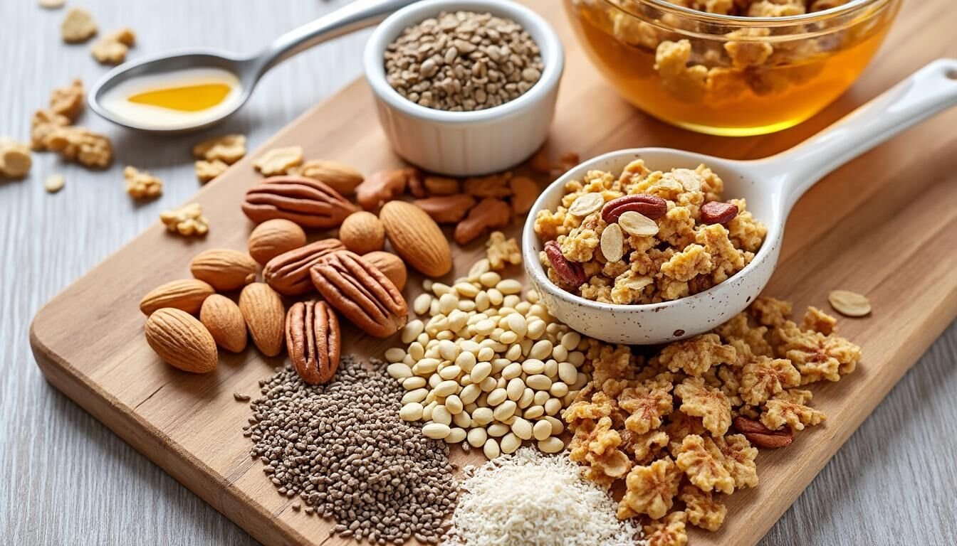 Découvrez la recette facile du granola maison, sain et gourmand, idéale pour un petit-déjeuner équilibré et savoureux. Des ingrédients simples pour faire le plein d'énergie dès le matin !