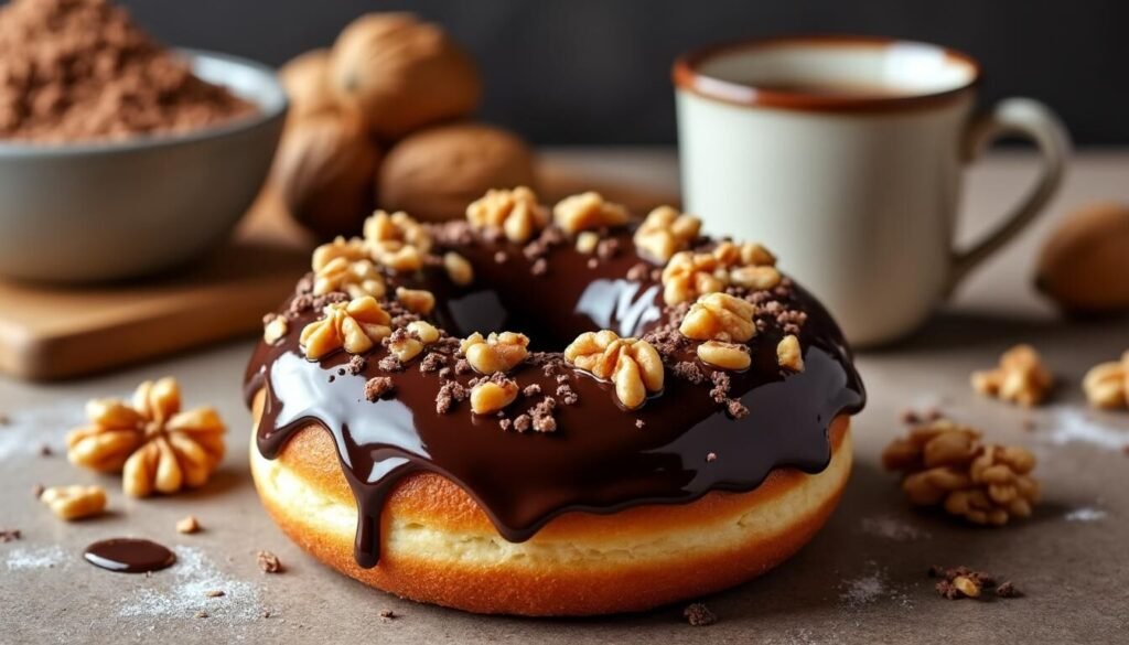 Découvrez la recette facile et irrésistible du Donut Choconut, un donut maison moelleux garni de chocolat et de noisettes pour un moment gourmand inoubliable !