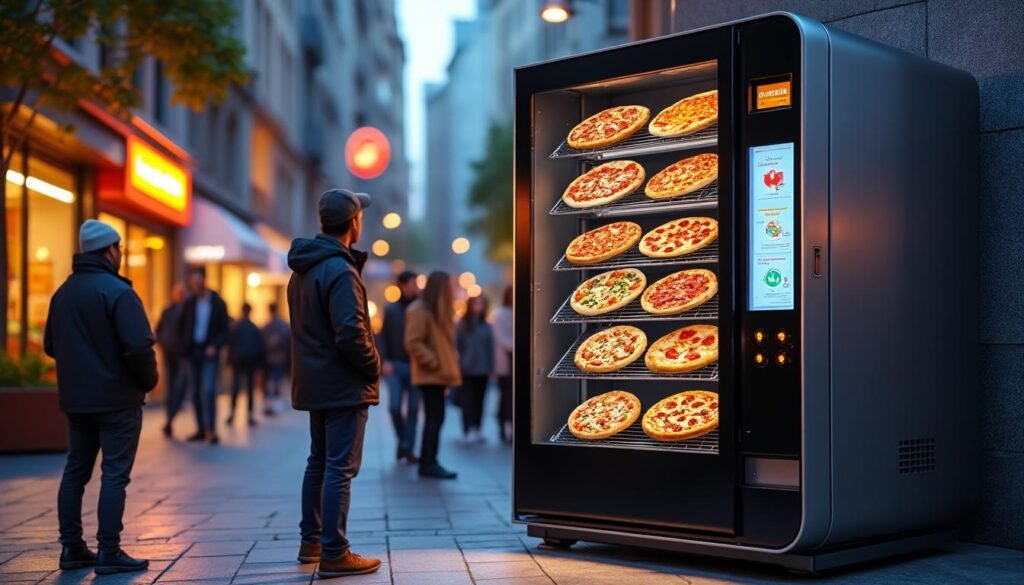découvrez le fonctionnement d'un distributeur automatique de pizzas : le processus, la technologie et les étapes de préparation pour obtenir une pizza chaude en quelques minutes.