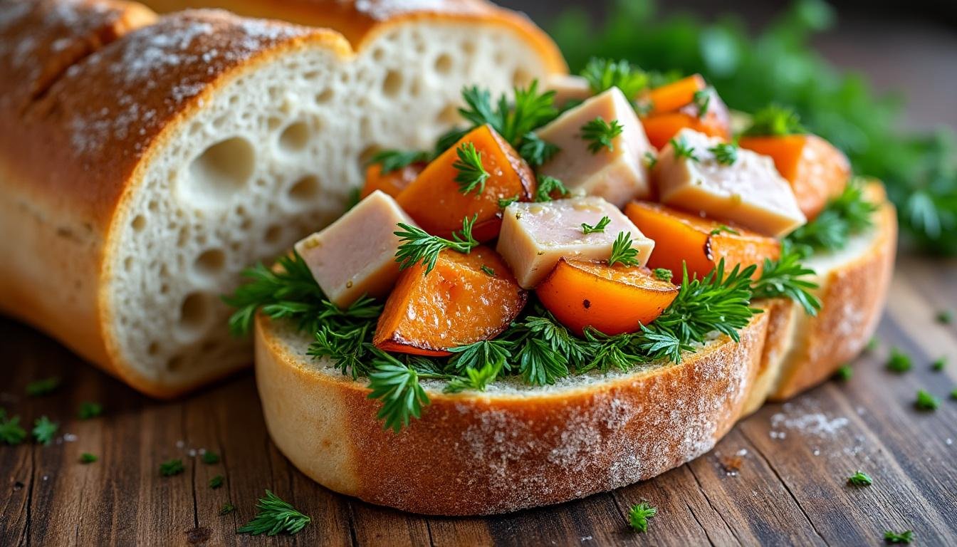 découvrez une recette savoureuse de cake à la patate douce et au thon, idéale pour un repas gourmand et facile à préparer.